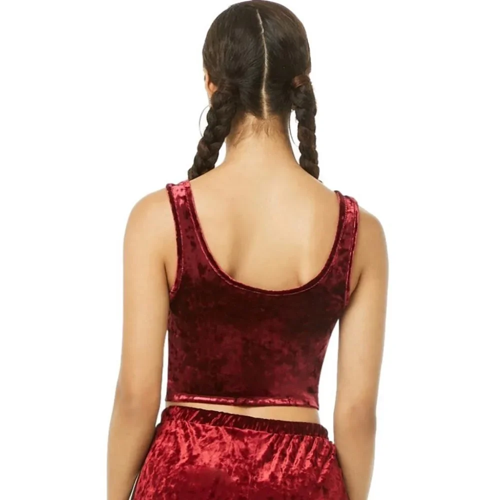 Forever 21 Rhinestone Wanted Crushed Velvet Tank Top - Picture 4 of 11